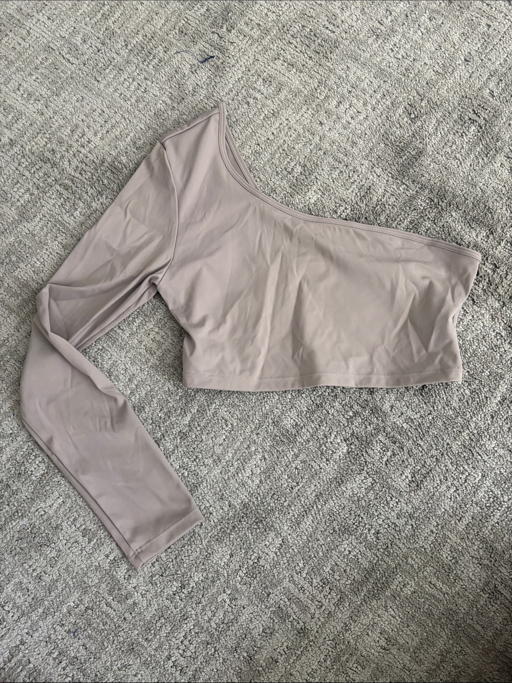 SHEIN Taupe One-Shoulder Long Sleeve Crop Top